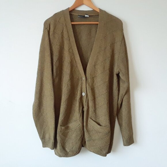 Vintage 90s Lizsport Cotton Oversized Cardigan Sweater - Picture 2 of 10